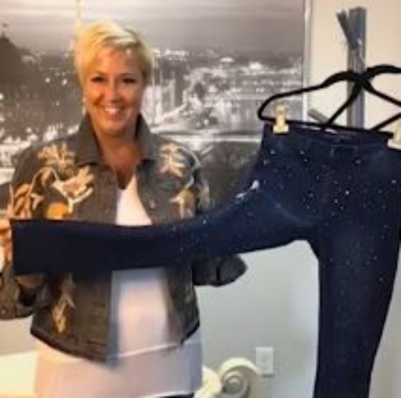 Celestial Blue stretch Jeans with embellishments - Picture 3 of 3